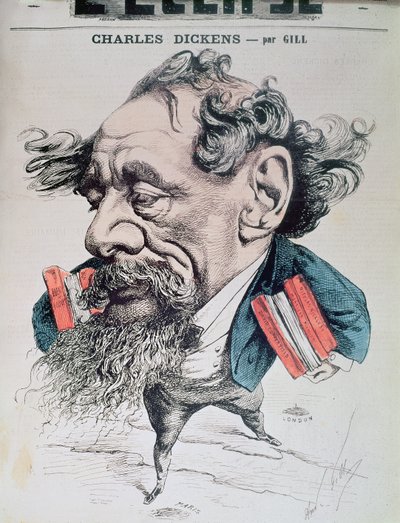 تشارلز ديكنز على القناة الإنجليزية ، رسم توضيحي من "ليكليبس" ، 14 يونيو 1868 بواسطة أندرو جيل